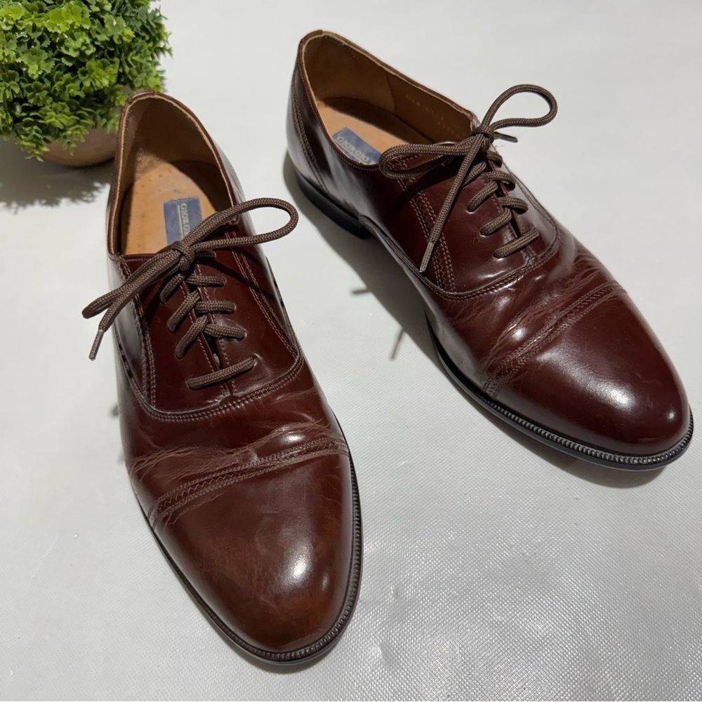 Giorgio Brutini Brown Leather Cap Toe Lace Up‎ Oxford Dress Shoes Mens Size 10